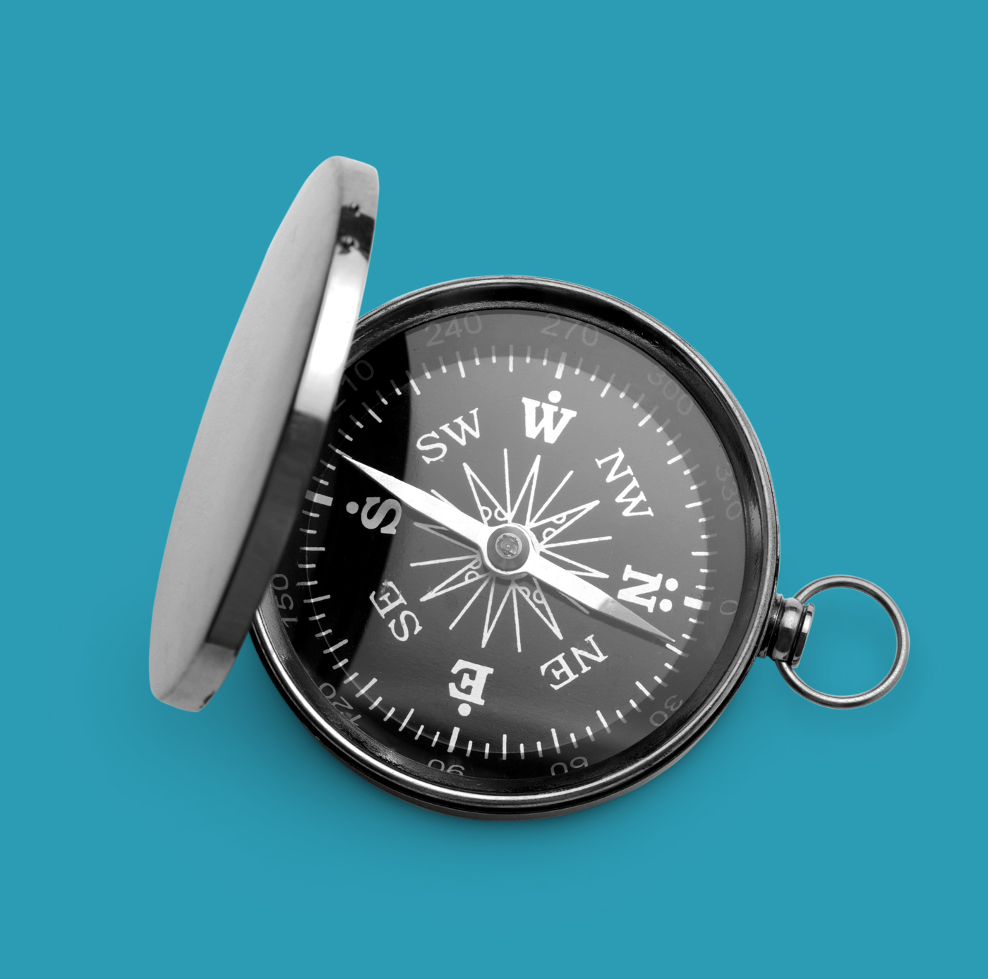 A brass pocket compass