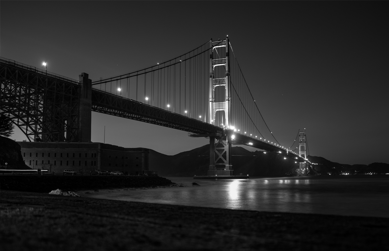 The Golden Gate Bridge in fog